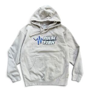 Pulse Fish Graphic Hoodie Mens Size L Sand Fleece Pullover Fishing Lake Day